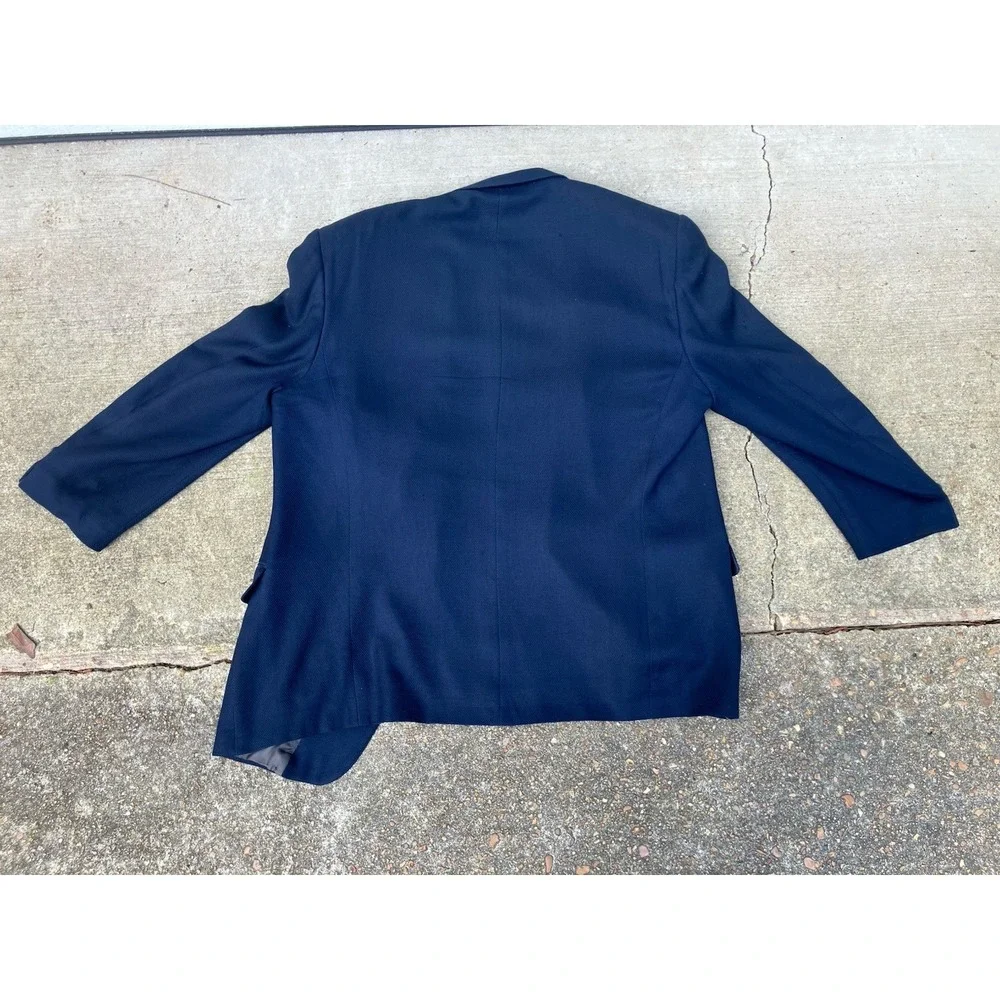 Vintage BURBERRY Pure 100% Silk ITALY Woven Sport Coat Blazer Mens 44R Navy